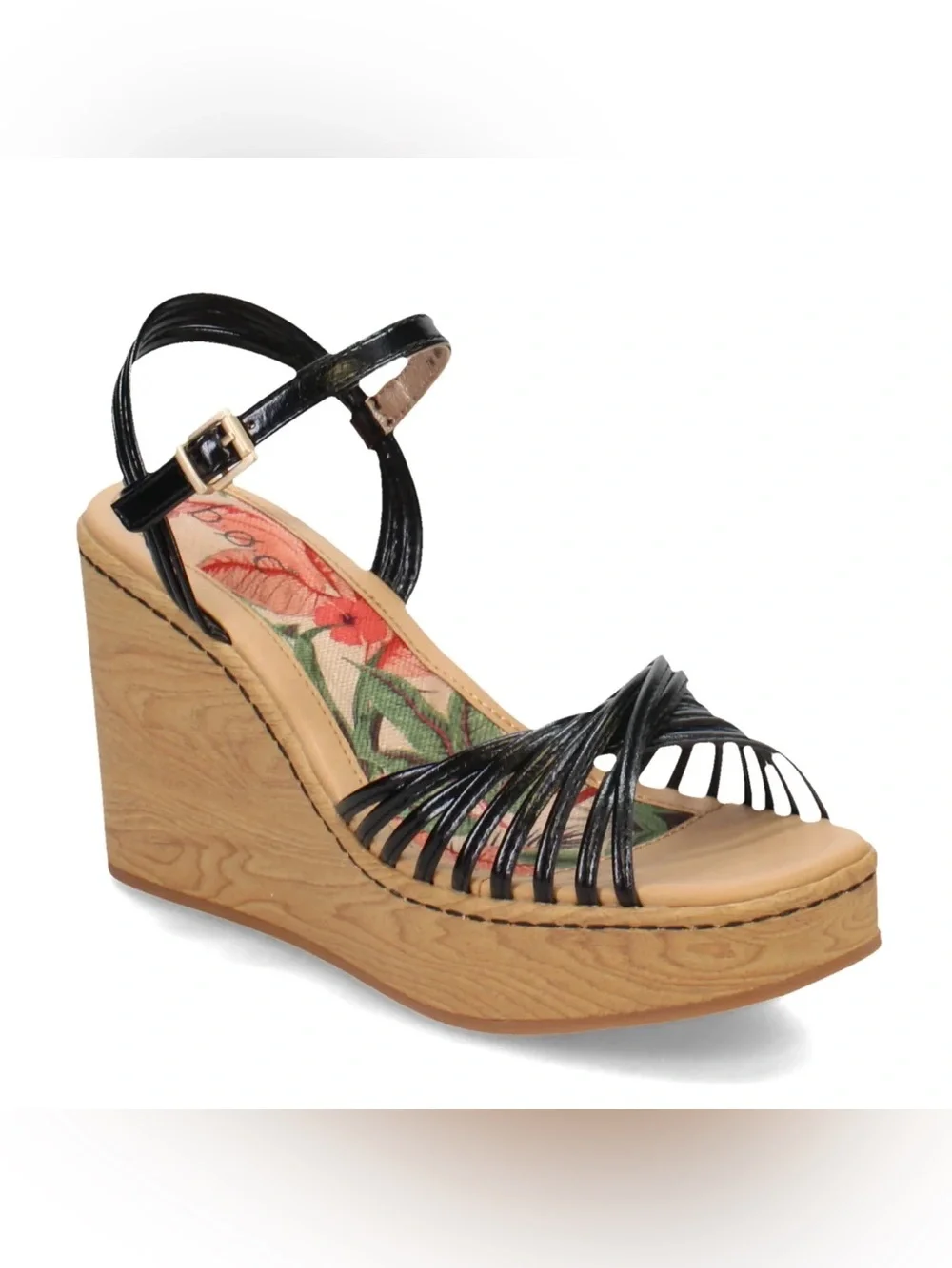 NWOB b.ø.c. Catalina Black Wedge Sandals (10)